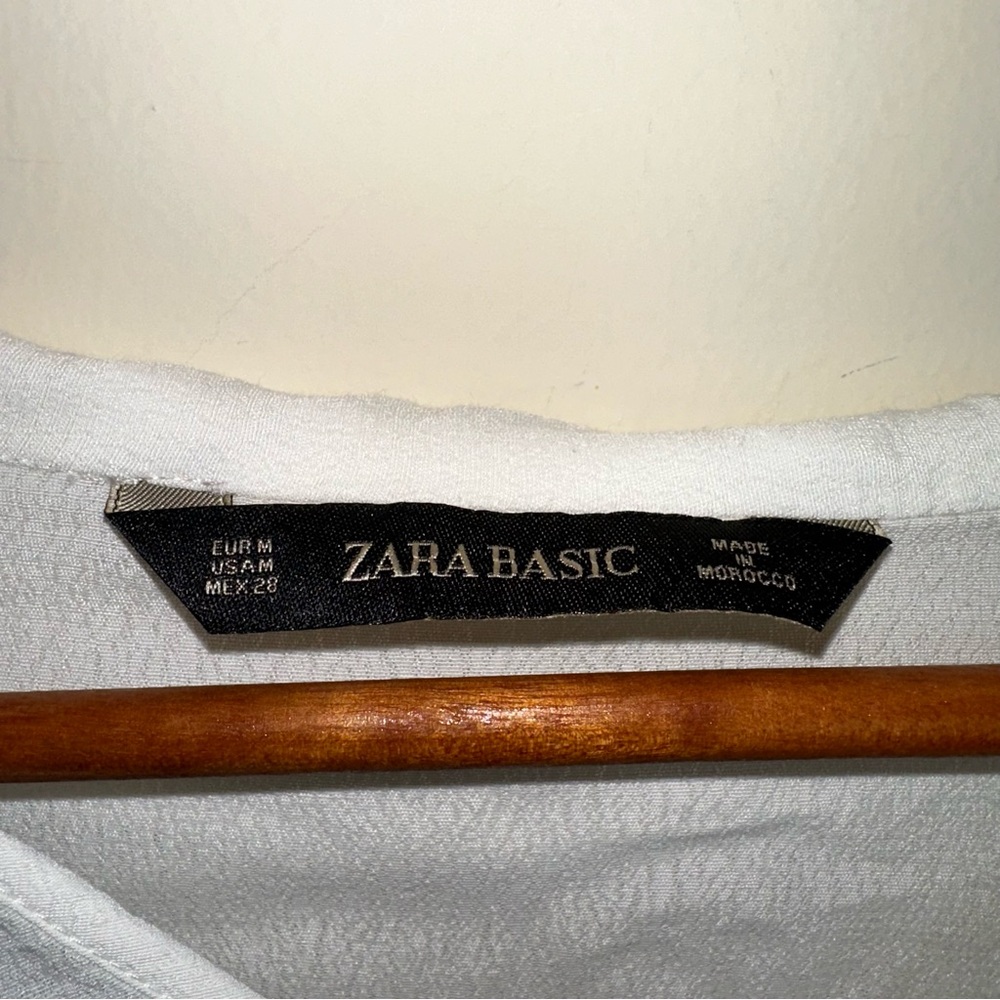 Zara Basic Women’s Medium White Blouse Balloon Dr… - image 2